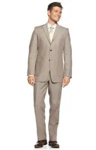 Macy's - Lauren by Ralph Lauren Suit, Tan Linen Plaid
