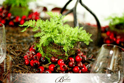 Cherries Add Color to Rustic Decor. Image Provided By Baker Party Rentals