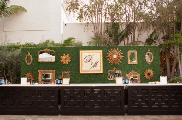 Initials take center stage on this lovely backdrop.<br /> Planning and design: A Good Affair Wedding and Event Production<br />