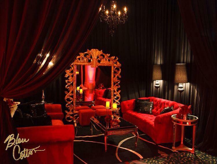 In creating the perfect lounge setting sometimes you need to create an environment to lounge in. For instance draping the space to provide an intimate feeling and in this case choosing the pop of color on just the sofas which intensifies the look. - Kevin Covey - Blue Cotton Reception Lounge